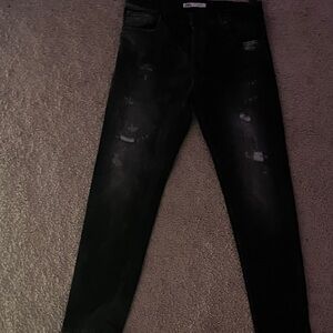 Zara Men's Dark Distressed Skinny Jeans